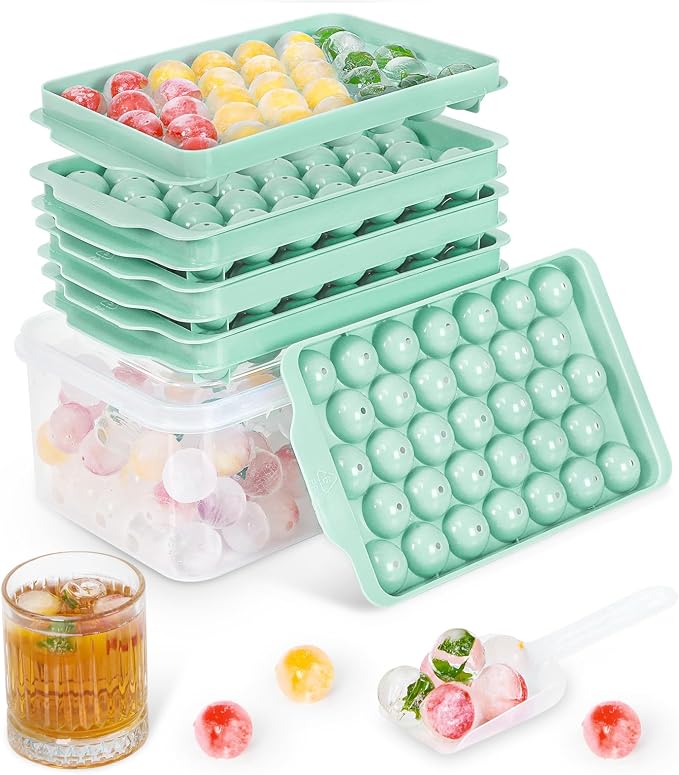 Optish Ice Cube Tray with Lid and Bin, 3 Pack Ice Trays by Optish