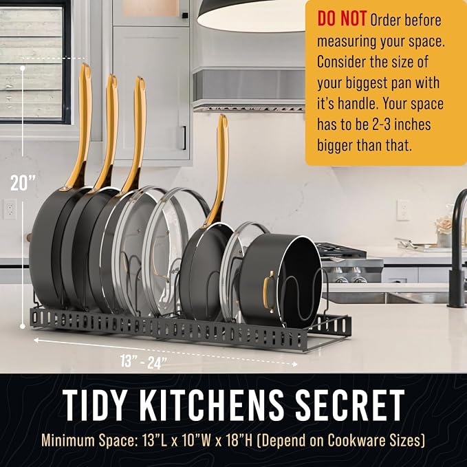 Norcalway Adjustable Bakeware Pots and Pans Organizer Under Cabinet, 14 - Image 7
