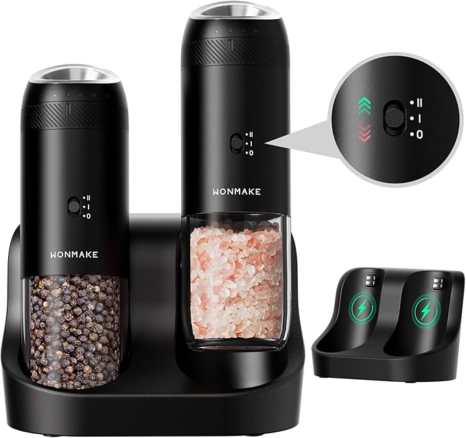 WONMAKE Gravity Electric Salt and Pepper Grinder Set by WONMAKE