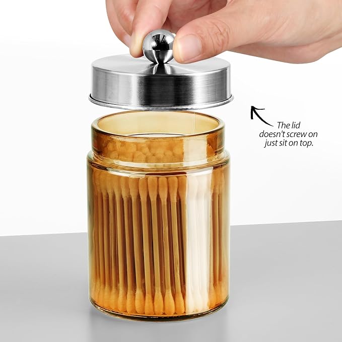 3 Pack Apothecary Jar Canisters Bathroom Vanity Organizer - Image 3