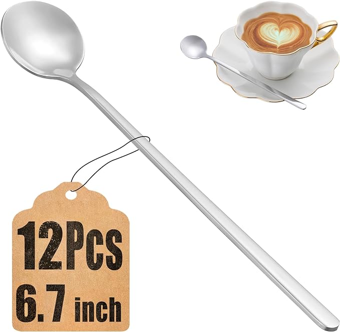 12 Pcs Teaspoons Set, 6.7 Inch Tea Spoons Long Handle, Small Teaspoons by MUTNITT
