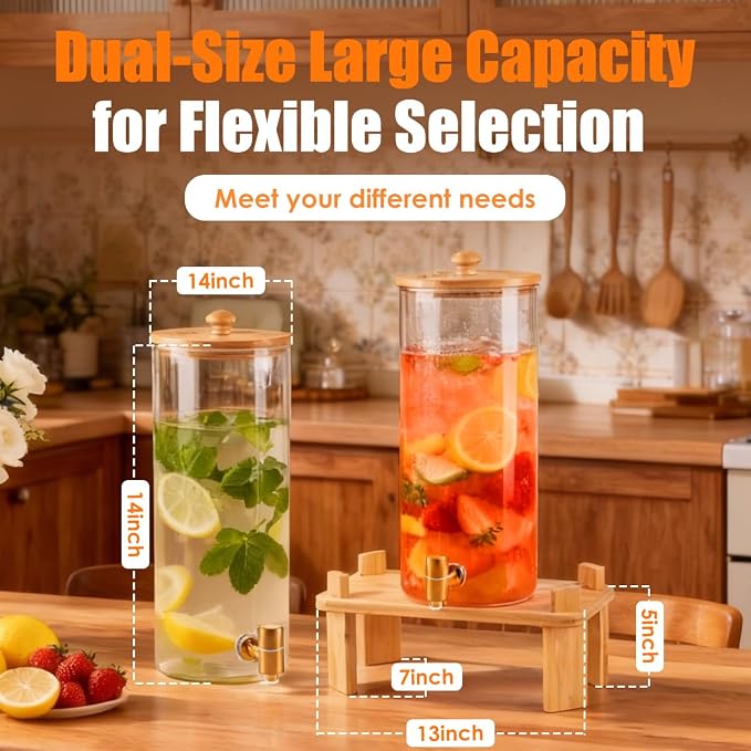2 Gallon 2 Pack large Glass Drink dispenser - Image 2