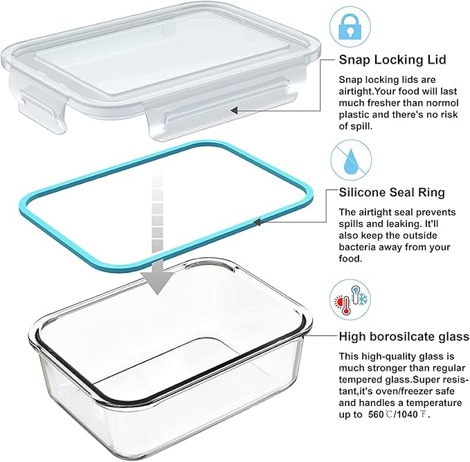 S SALIENT 18 Piece Glass Food Storage Containers - Image 4