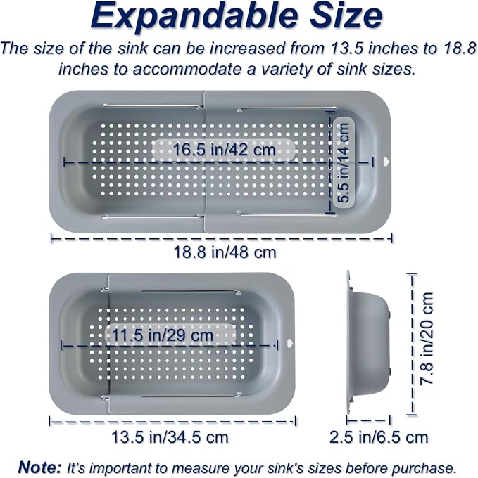Extendable Sink Colander Strainer Basket - Image 2