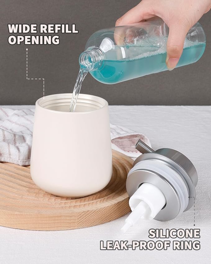 Bosilunlife Ceramic Foaming Soap Dispenser - 12Oz Bathroom Countertop Kitchen - Image 3