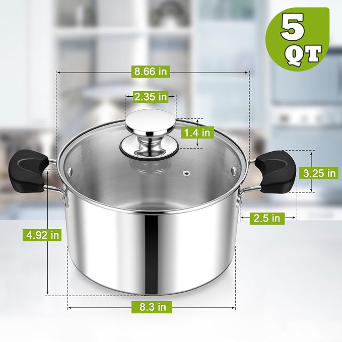 5 Quart 3-Ply Cooking Stock Pot - Image 2