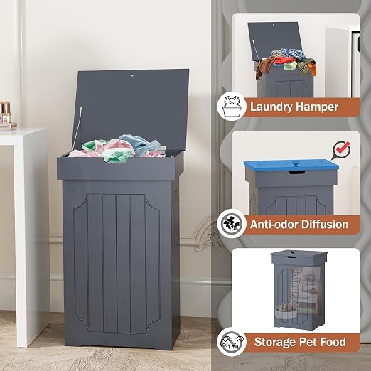 Function Home Trash Can Cabinet, 13 Gallon Kitchen Garbage Can, Wood Recycling - Image 8