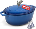 MUELLER HOME 5.5 Quart Enameled Cast Iron Oval Dutch Oven w Rooster Knob & by MUELLERHOME