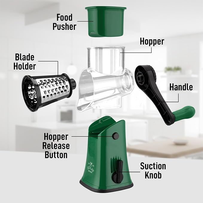 Zulay Kitchen Rotary Cheese Grater 5 Blade Cheese Shredder - Image 8