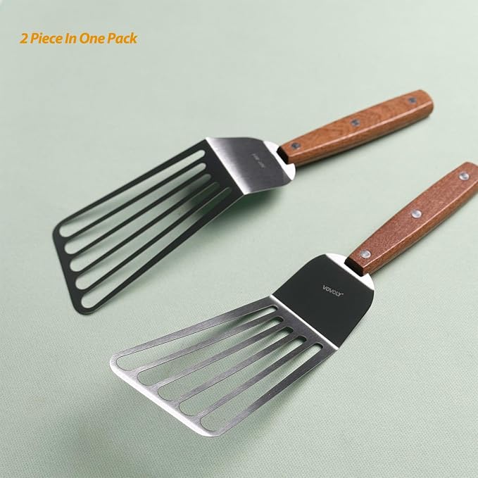 2 Pack Offset Fish Spatula Turner, Stainless Steel Slotted Spatulas - Image 3