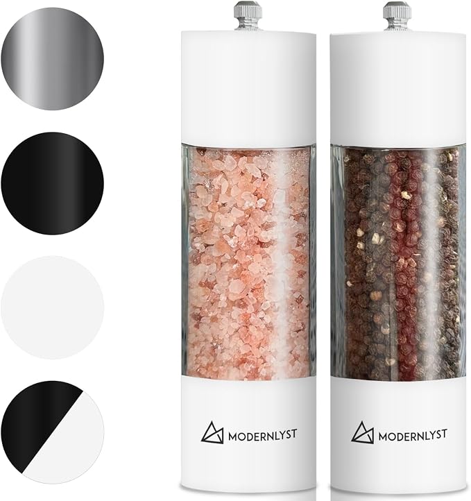 Manual Salt and Pepper Grinder Set of 2 | Large Round Shakers | 7.5 Inch - Image 7