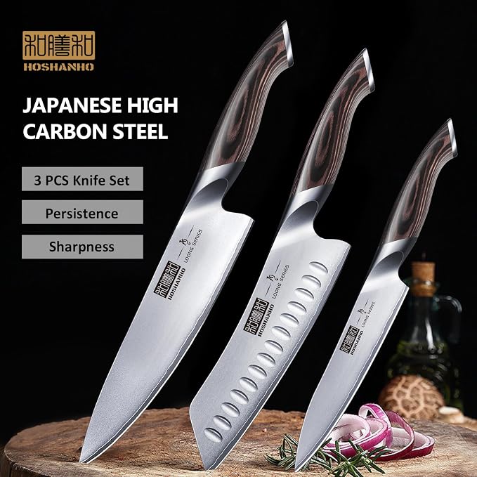HOSHANHO 3 Pieces Knife Set, Professional Japanese High Carbon Stainless Steel - Image 4