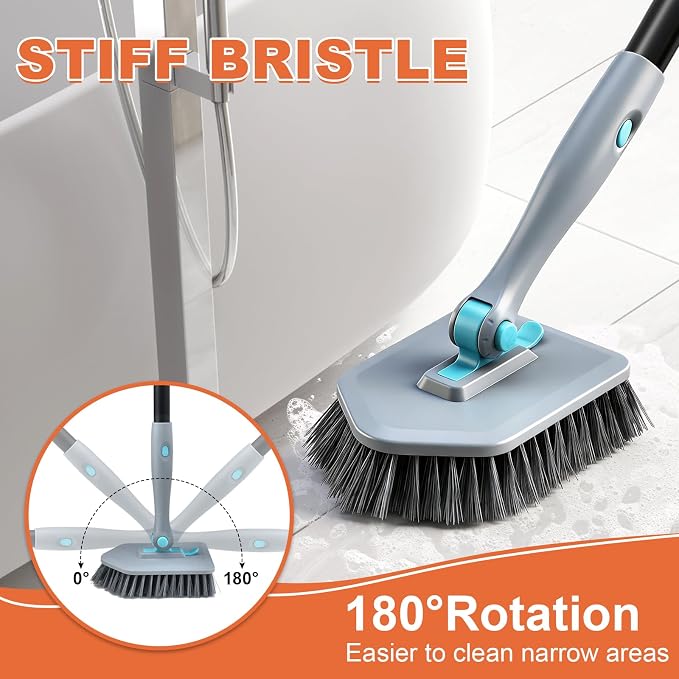 Long Handled Scrub Brush for Shower, 3-in-1 Cleaning Brushes - Image 2