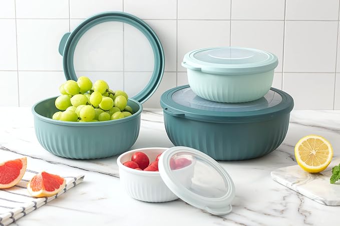 COOK WITH COLOR Prep Bowls with Lids- Wide and Deep Nesting Plastic Small - Image 6