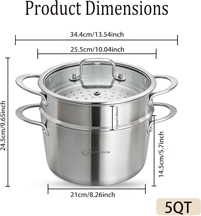 LOLYKITCH 5 Quart Stainless Steel Steamer Pot - Image 7