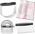HULISEN Stainless Steel Biscuit Cutter Set, Silicone Mat, Pastry Scraper and by HULISEN