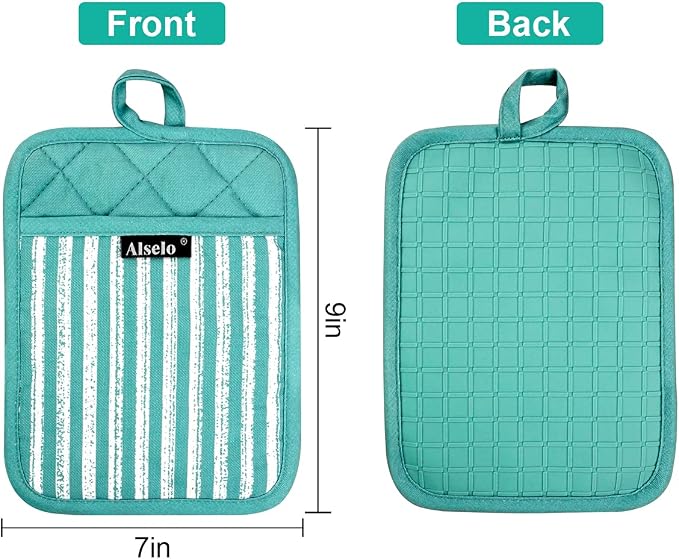 Alselo Silicone Pot Holders Set of 3 Heat Resistant & Non Slip Potholders - Image 2