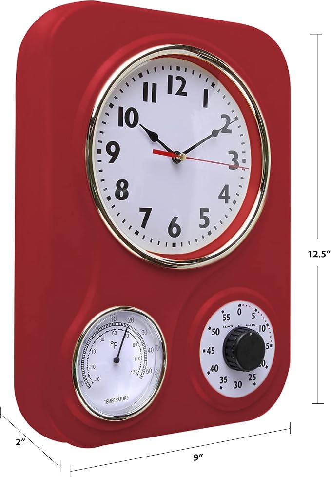 Lily's Home -9.5 Inch x 12.5 Inch -Retro Kitchen Wall Clock, Vintage Wall Clock - Image 7