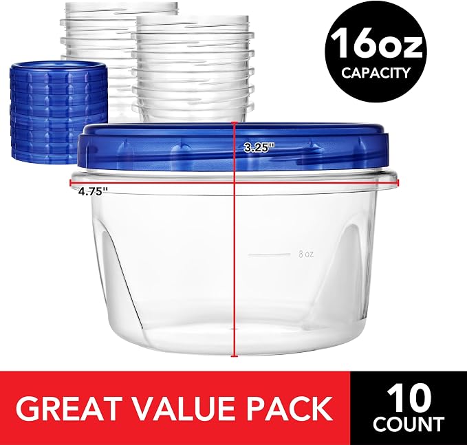 Stock Your Home 16oz Plastic Containers - Image 2