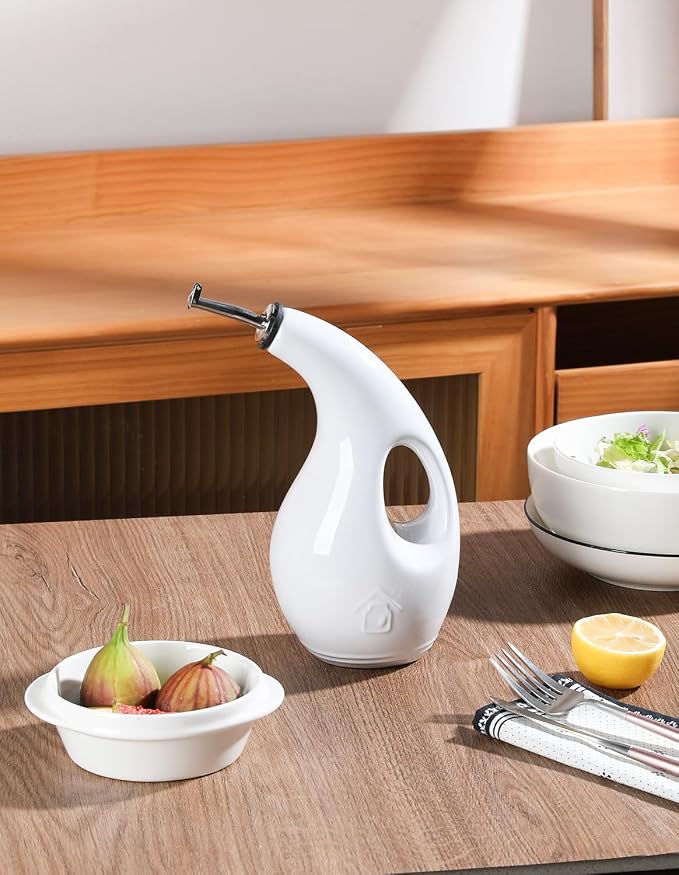 Sweejar Ceramic Olive Oil Dispenser Bottle, 24 Oz Opaque Cruet Protects EVOO - Image 7