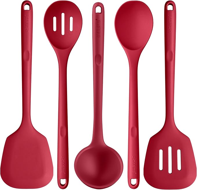 Silicone Kitchen Cooking Utensil Set: U-Taste High Heat Resistant 13.6in Long by U-Taste