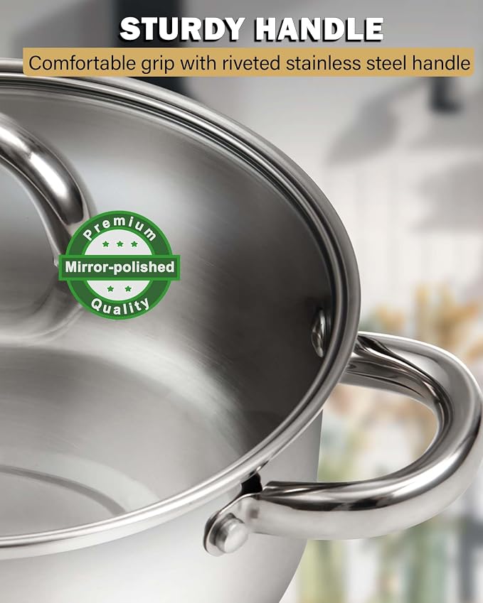 Cook N Home 6-Piece Stainless Steel Pots Set, 1.5 & 3 Qt Sauce Pots - Image 8