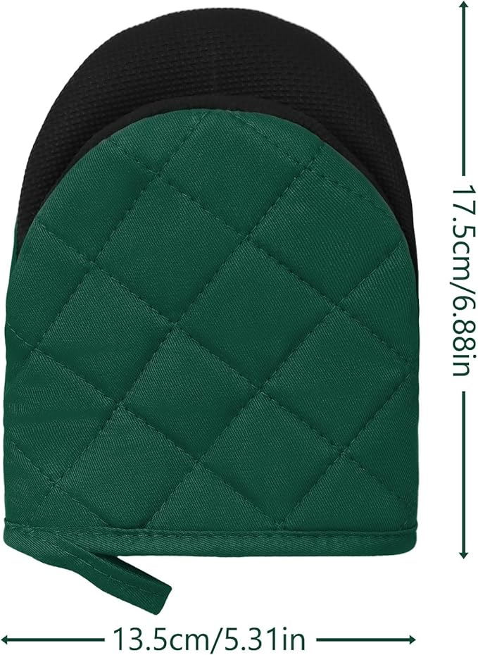 Short Oven Mitts, Heat Resistant 500°F, Silicone Grip Kitchen Gloves, Non-Slip - Image 2