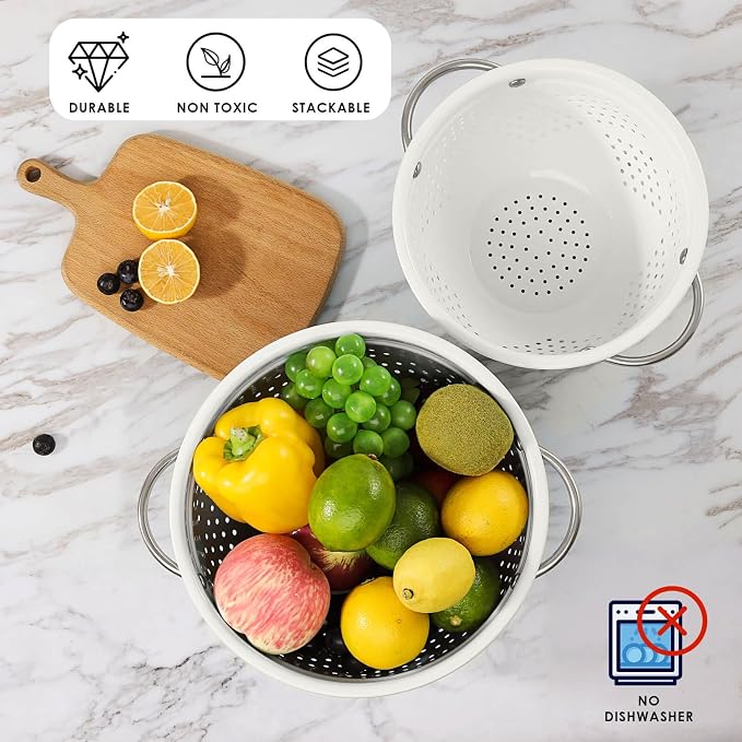 Rorence Powder Coated Steel Colanders: 1.5 Quart 3 Quart & 5 Quart Set of 3 - Image 6