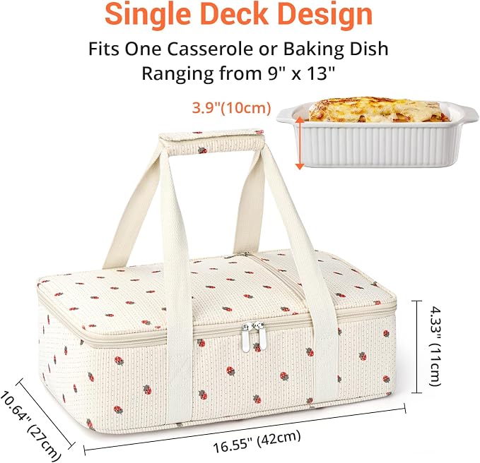 Insulated Casserole Carrier for Hot or Cold Food, Pie Carrier Bag Lunch Bag - Image 2