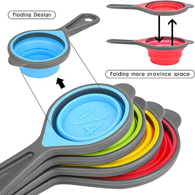 Measuring Cups and Spoons set, Collapsible Measuring Cups, 8 pieces Measuring - Image 4
