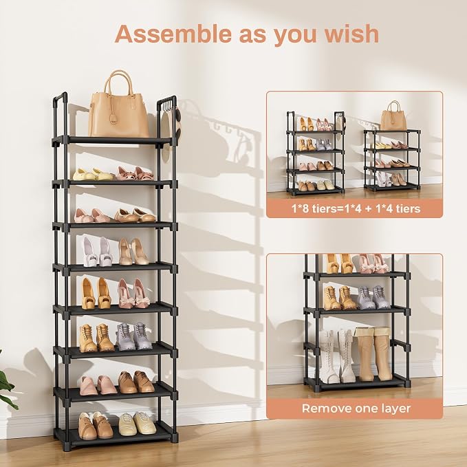 LANTEFUL Tall Shoe Rack 8 Tiers, 16-20 Pairs Shoe and Boots Organizer Storage - Image 5