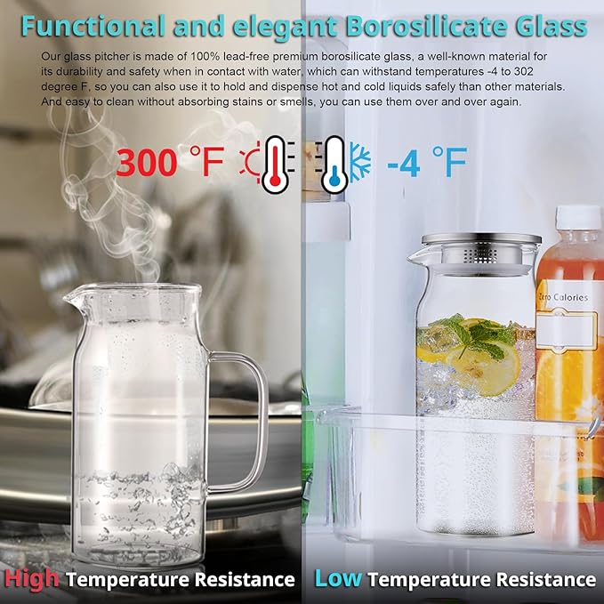 Bivvclaz 1.2 Liter 40 oz Small Glass Pitcher - Image 5