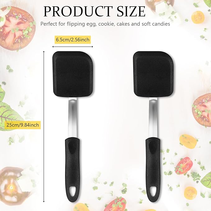 Silicone Cookie Spatula Turner 2 Pack Mini Brownie Spatula Flexible Kitchen - Image 2
