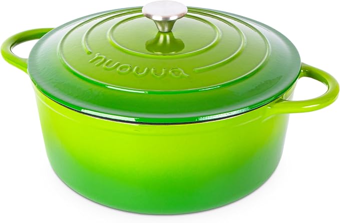Cast Iron Dutch Oven with Lid – Non-Stick Ovenproof Enamelled Casserole Pot – by Nuovva