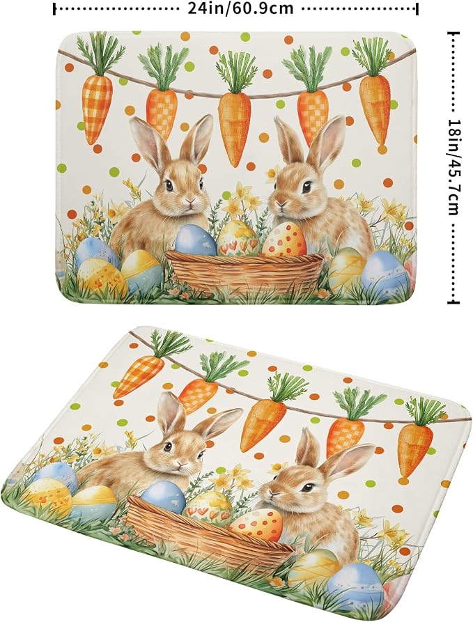 Giwawa Easter Bunny Dish Drying Mat Eggs Carrot Dishes Drainer Pad Absorbent - Image 2