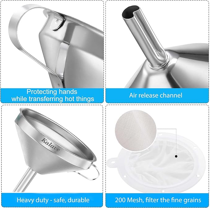 KALAVE Premium Stainless Steel Funnel, 5 Inch Food Grade Kitchen Funnels - Image 3