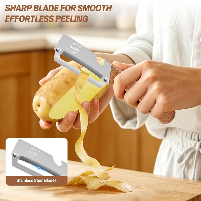 Multi-Functional Vegetable Peeler – Comfortable Wooden Handle - Image 3