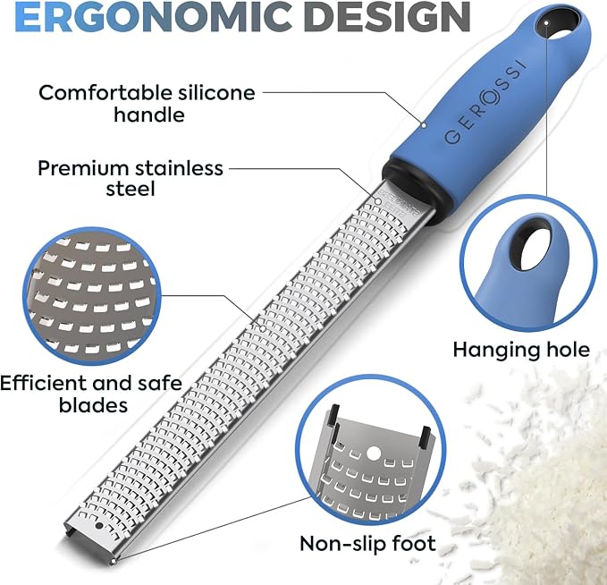 Stainless Steel Cheese Grater & Lemon Zester w/Extra Sharp Blade - Image 4