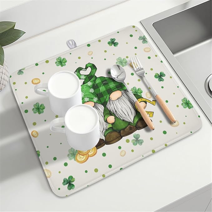 St Patrick's Day Gnome Dish Drying Mat - Image 8