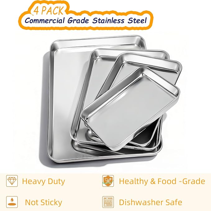 CEKEE Baking Sheet Set of 4, Stainless Steel Cookie Sheets - Image 2