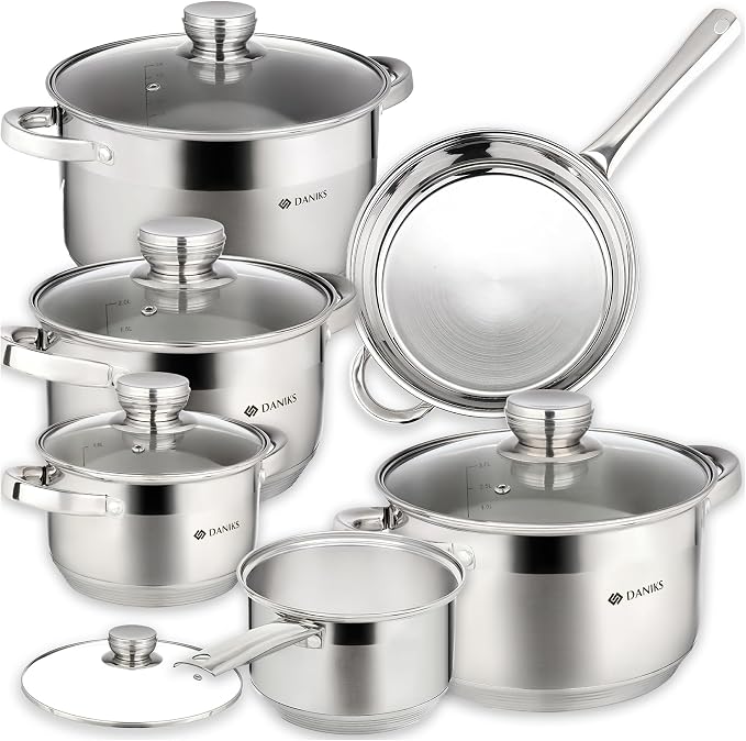 Daniks Standard 11-Piece Stainless Steel Cookware Set by Daniks