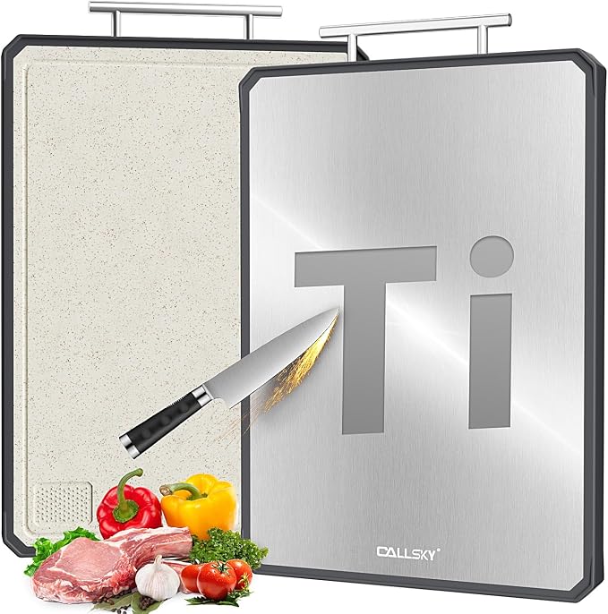 Titanium Cutting Board for Kitchen, Double Sided Non Toxic Titanium Cutting by GreatMirrorTalksItself