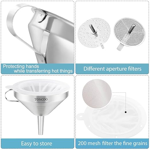 Toncoo 3 Pack Stainless Steel Funnels - Image 5