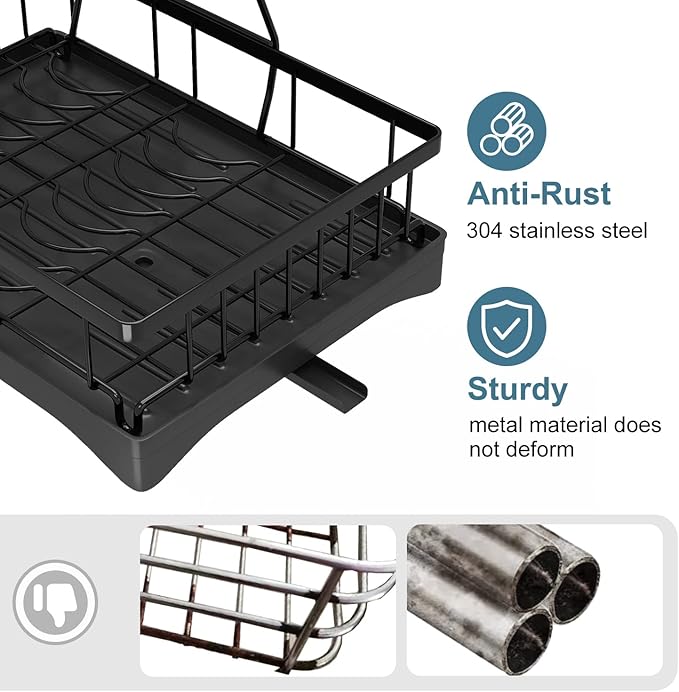 Dish Drying Rack, 2 Tier Dish Racks - Image 4