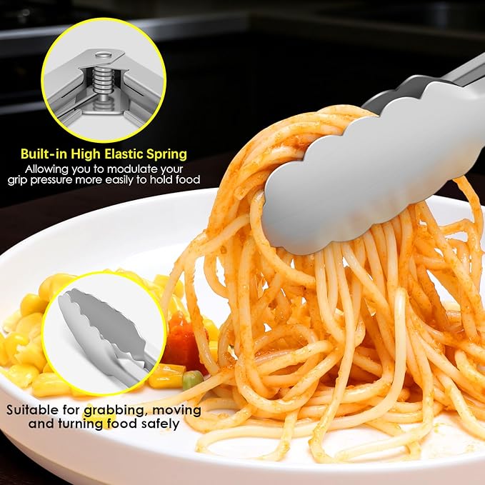 Stainless Steel Tongs for Cooking, Heat Resistant 600 Degrees Metal Kitchen - Image 6