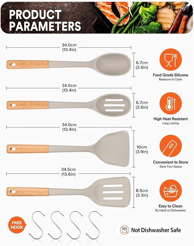 Silicone Cooking Utensils Set, Perfectly Angled - Image 2