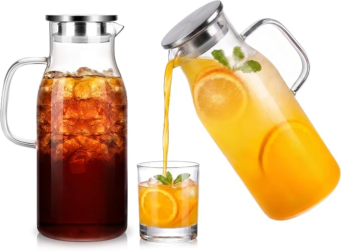 LUNA&MANTHA 2 Pack 2 Liter 68 oz Glass Pitcher by LUNAMANTHA