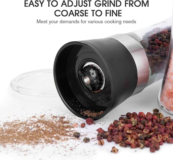 Hotder Premium Pepper and Salt Grinder Set of 2-Refillable Coarseness - Image 3