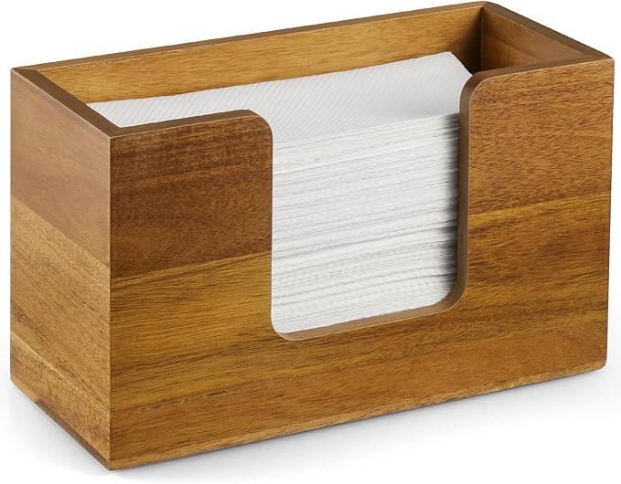 Paper Towel Dispenser Countertop, Acacia Wood Folded Paper Hand Towel Holder by Unknown