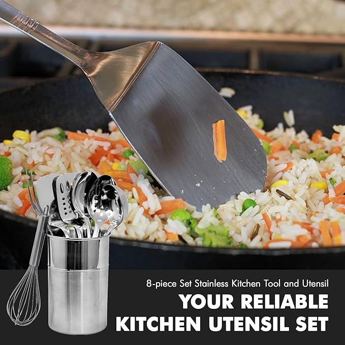 Chef Craft - 8 Piece Stainless Steel Kitchen Utensils Set - Image 5